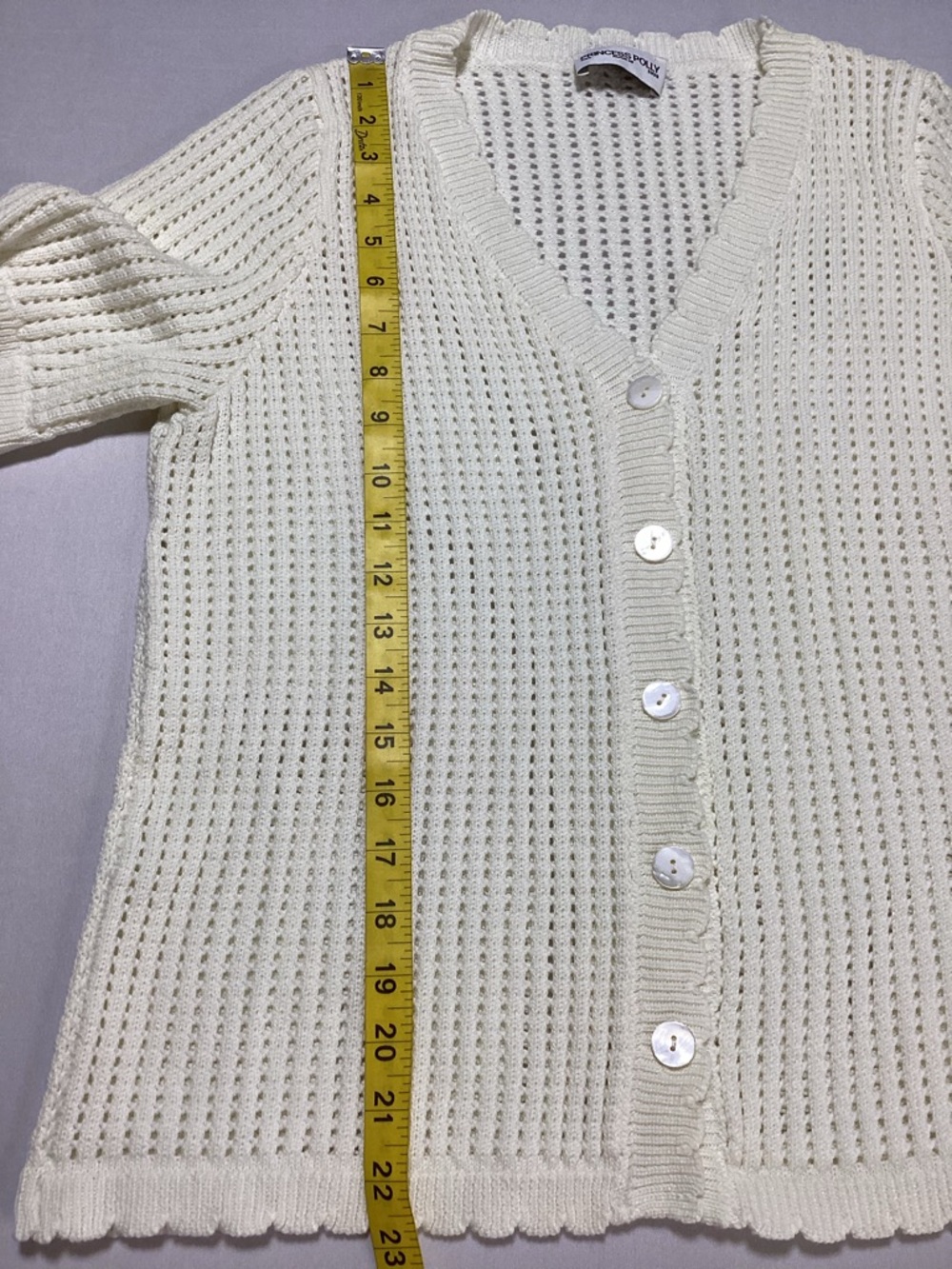 Princess Polly Beach Day Cream Open-Knit Button Front Cardigan - Picture 8 of 11